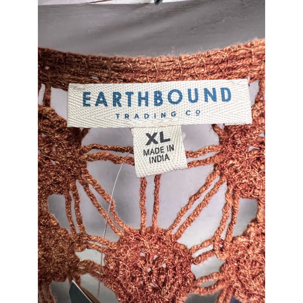 NWT Earthbound Trading Co Crochet Back Boho Vest Open Front Short Vest S M XL - Picture 6 of 9